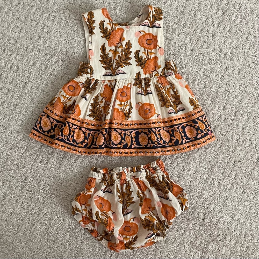 Pink Chicken Baby Piper 2-Piece Set - Sunset Block Print